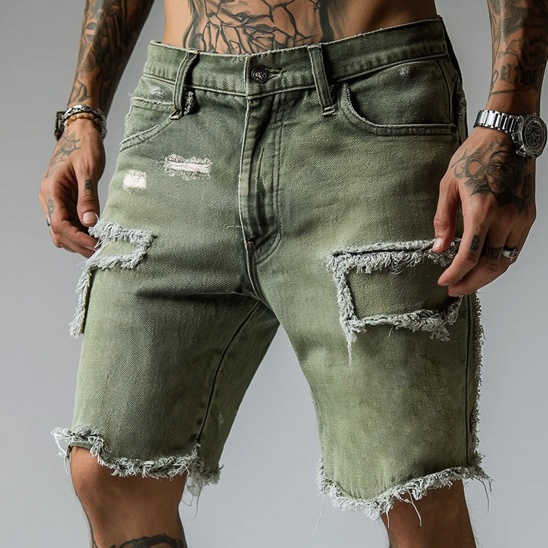 【24-uurs verzending】Heren Vintage Denim Geborstelde Shorts MTA1971C7P