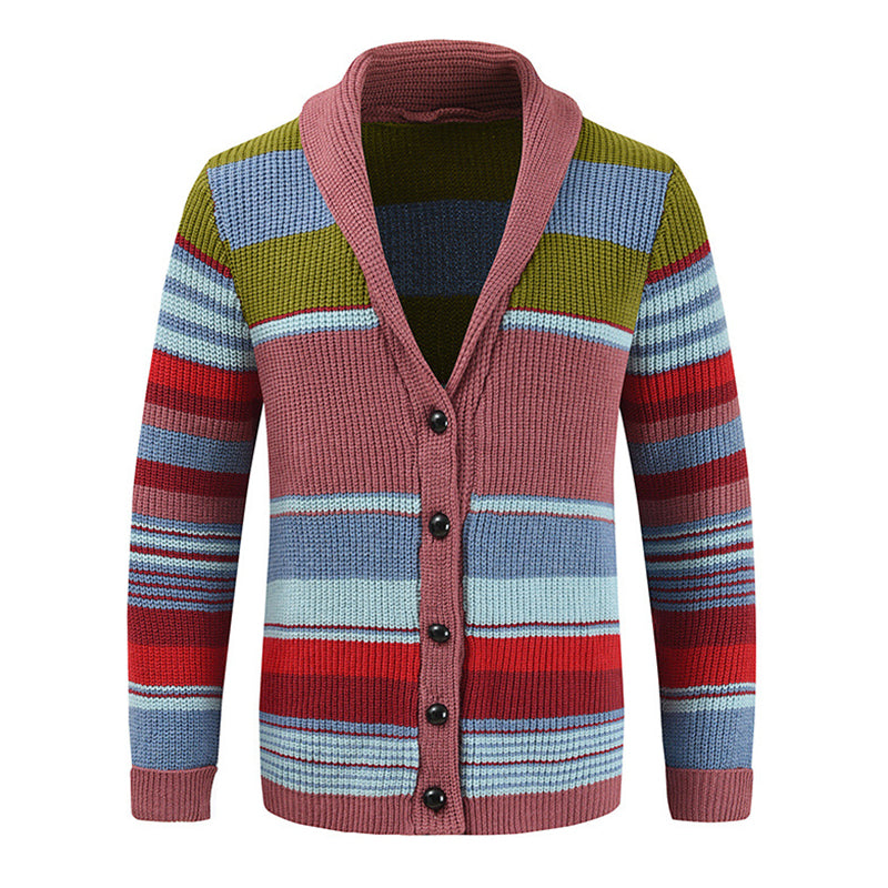 Heren Colorblock Lapel Sweater Jacket 02918584X