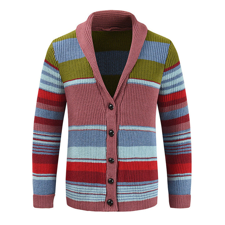 Heren Colorblock Lapel Sweater Jacket 02918584X