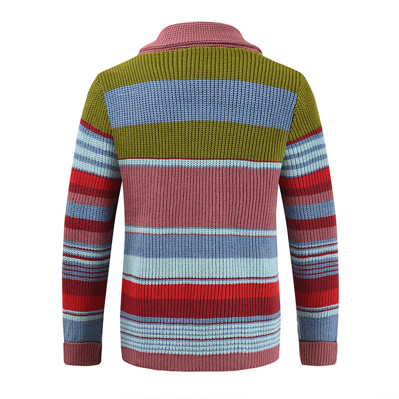 Heren Colorblock Lapel Sweater Jacket 02918584X