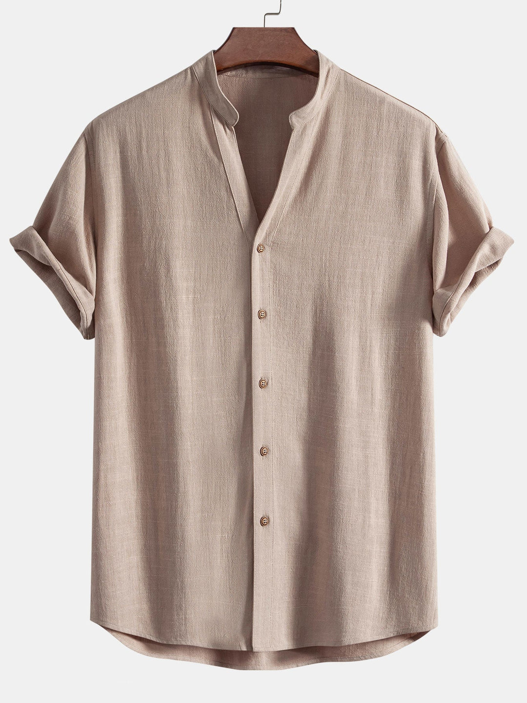 V-hals Linnen Rayon Mix Shirt & Rechte Linnen Broek