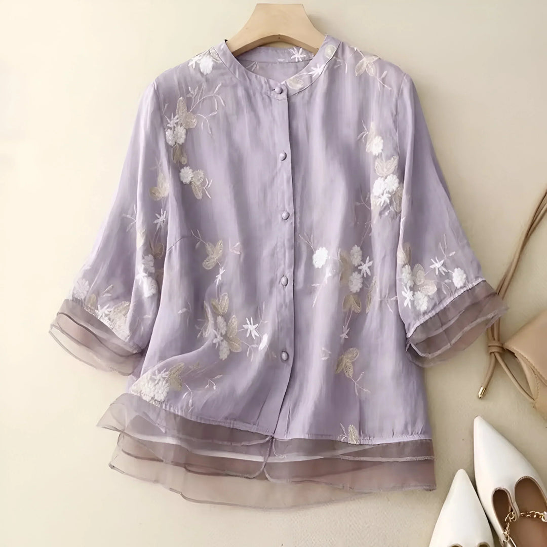 Marie - Bloemenknopen Blouse