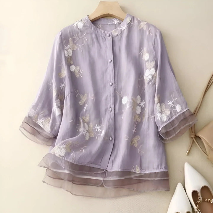 Marie - Bloemenknopen Blouse