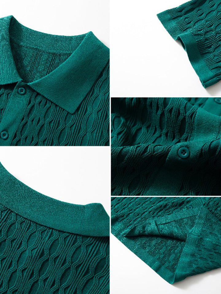 Gedraaide Jacquard Tricot Overhemd & Slim Fit Getaperde Broek