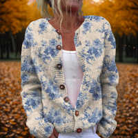 Lianne | Bloemige Kunst Cardigan