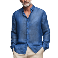 Heren Zomer Mode Slub Linnen Lange Mouwen Shirt MTA1184G6P