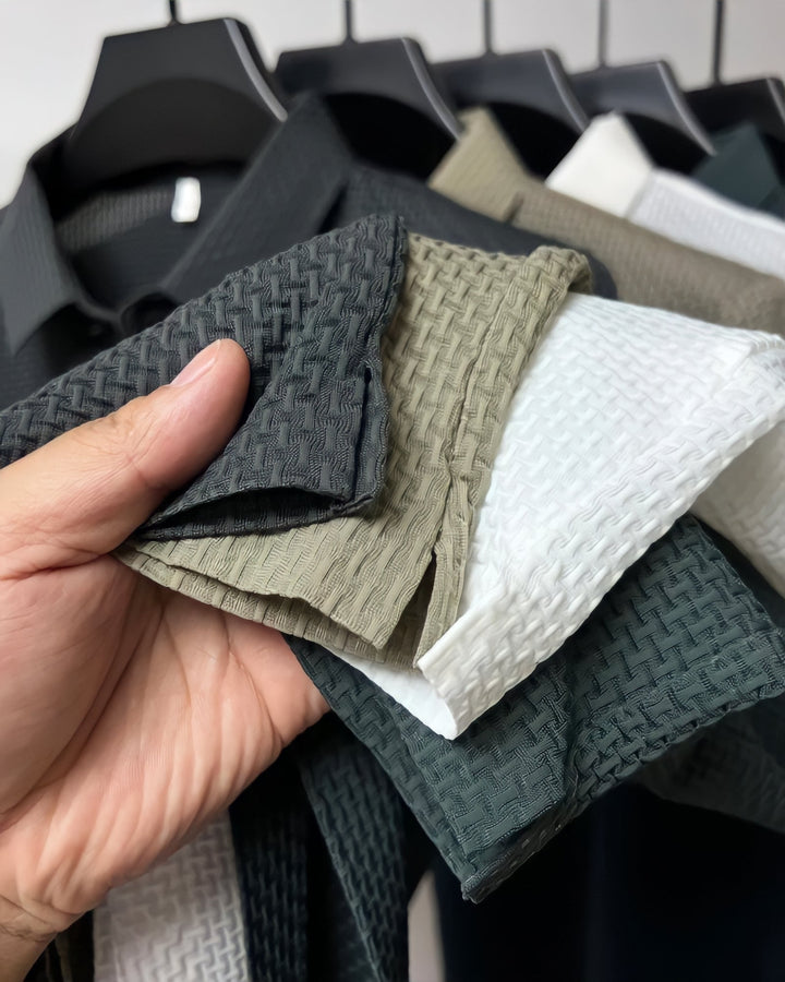 Prestigio: Kreukvrije textuur slim fit poloshirt 