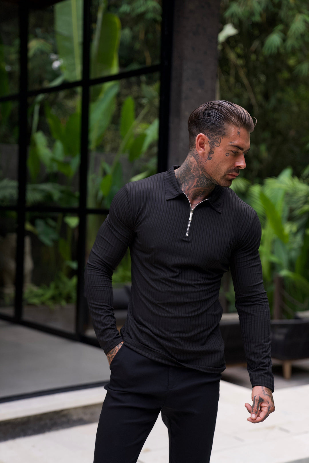 Fascino: Muscle Fit-pullover met halve rits 