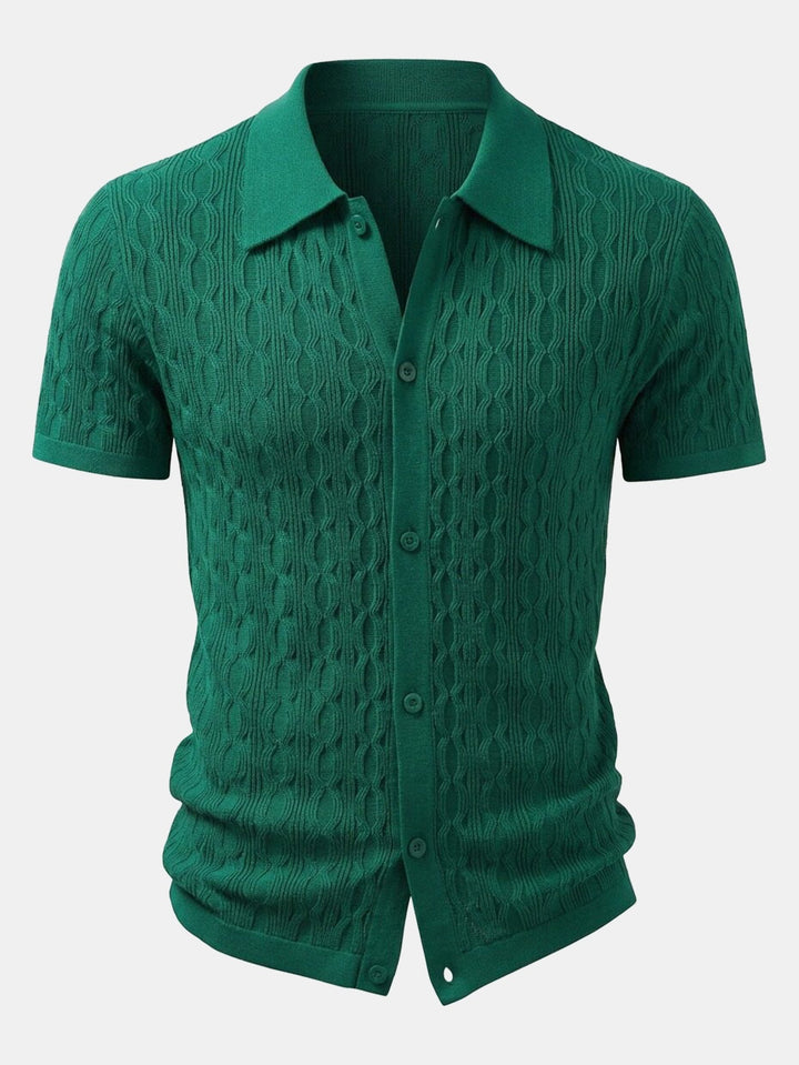 Gedraaide Jacquard Tricot Overhemd & Slim Fit Getaperde Broek