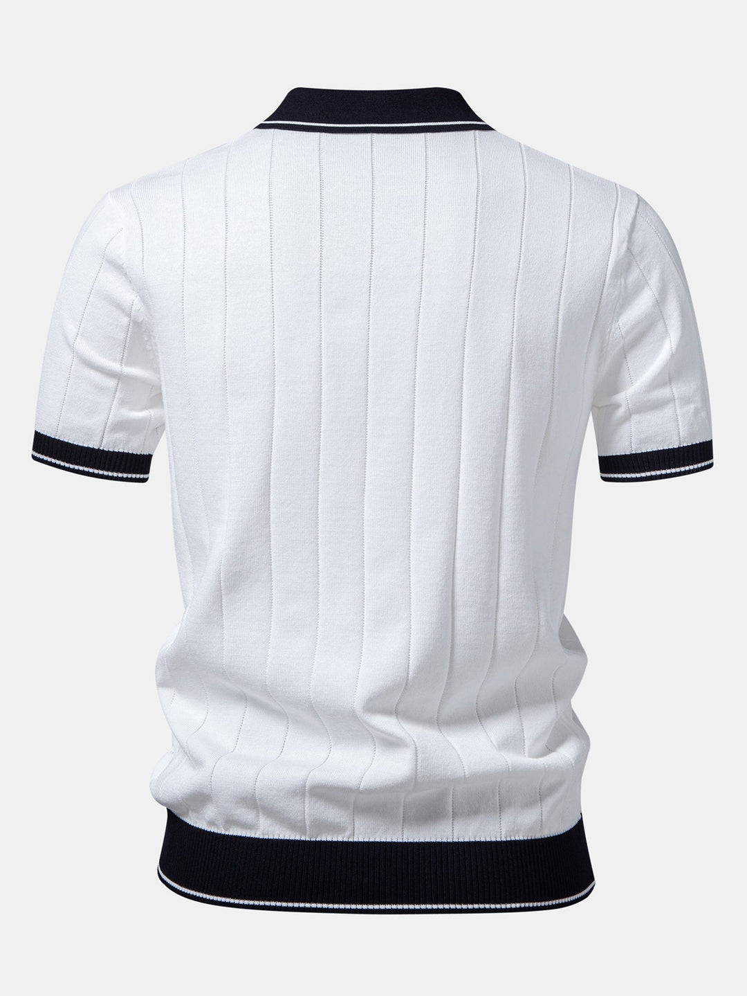 Contrastafwerking Geribbelde Johnny Kraag Tricot Polo & Slim Fit Getaperde Broek