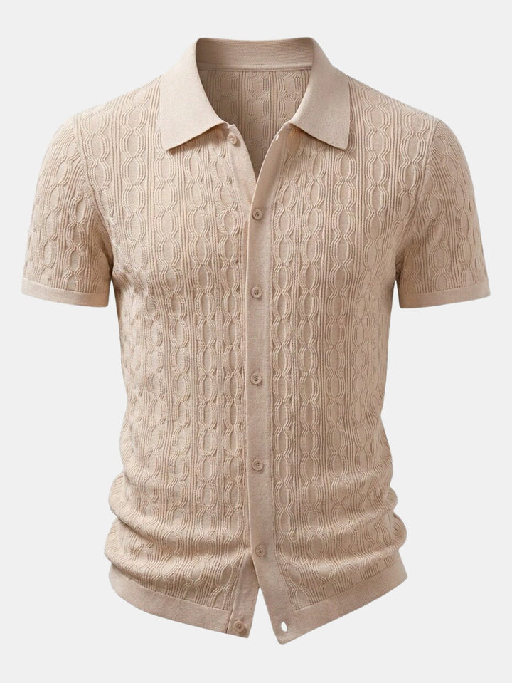 Gedraaide Jacquard Tricot Overhemd & Slim Fit Getaperde Broek