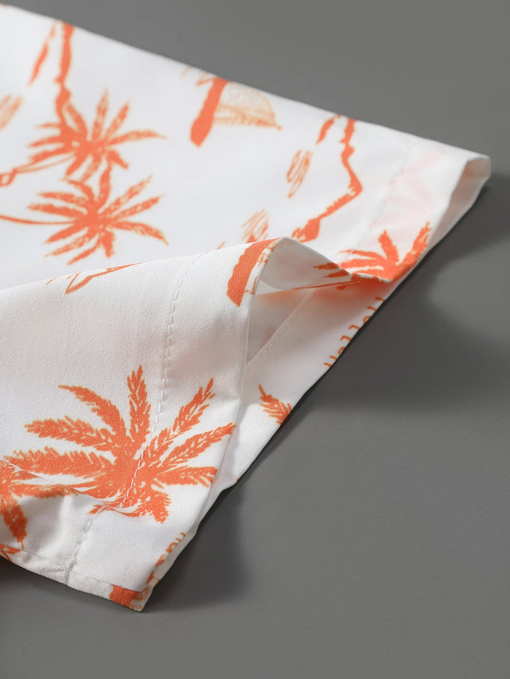 Palmboom Print Doorknoop Shirt & Zwembroek