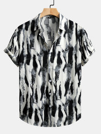 Penseelstreek Print Doorknoop Shirt