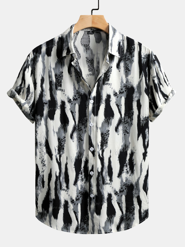Penseelstreek Print Doorknoop Shirt