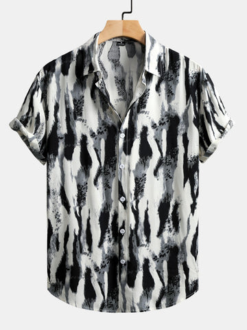 Penseelstreek Print Doorknoop Shirt