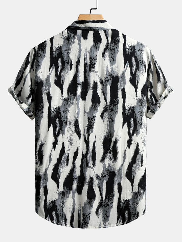Penseelstreek Print Doorknoop Shirt