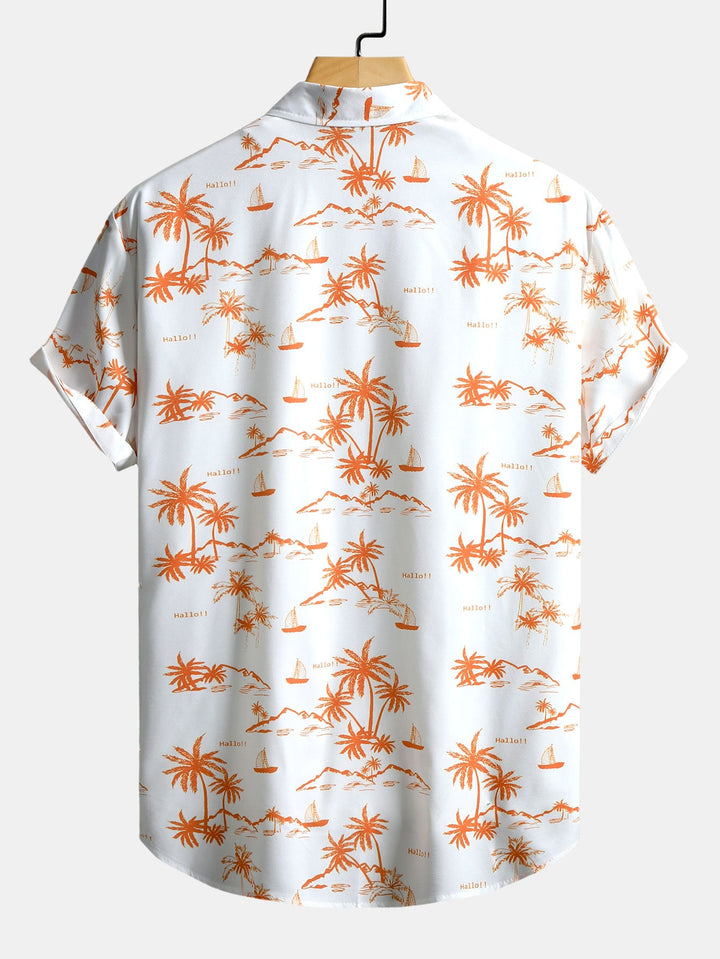 Palmboom Print Doorknoop Shirt & Zwembroek