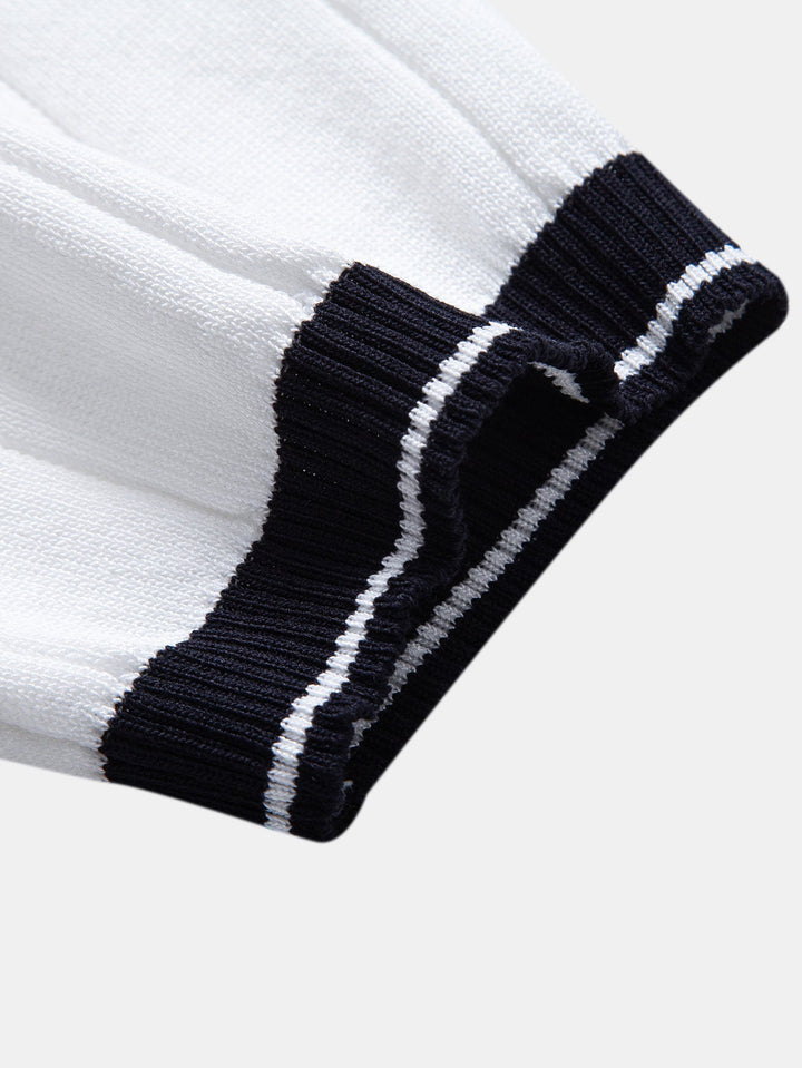 Contrastafwerking Geribbelde Johnny Kraag Tricot Polo & Slim Fit Getaperde Broek