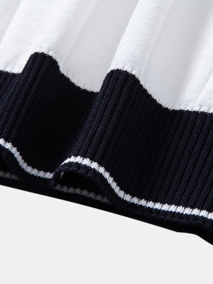 Contrastafwerking Geribbelde Johnny Kraag Tricot Polo & Slim Fit Getaperde Broek
