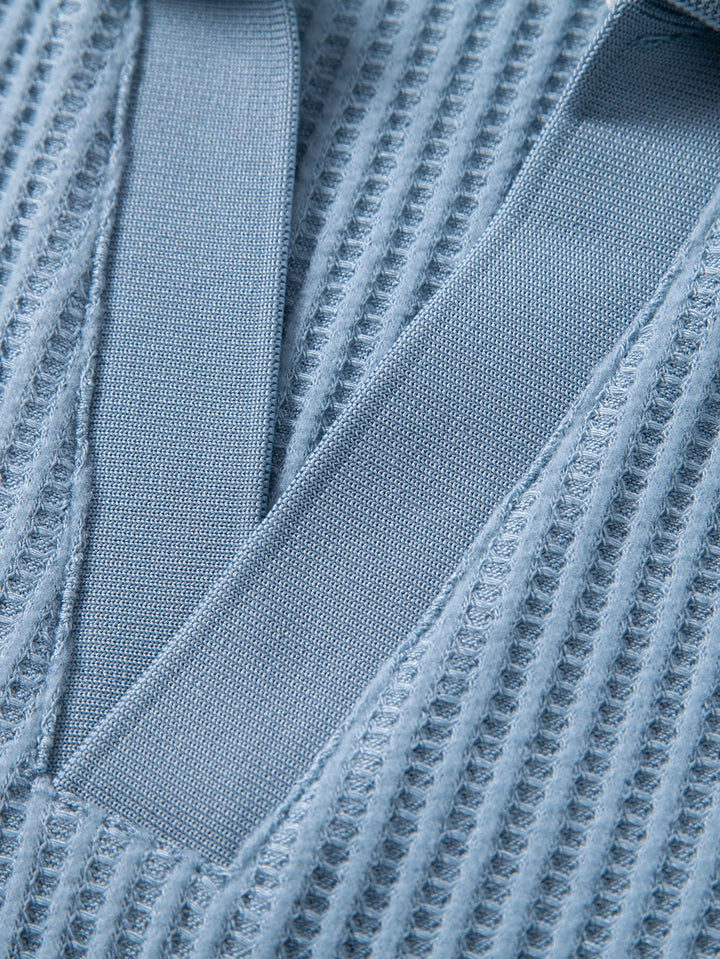 Wafel Johnny Kraag Polo Met Zak & Trekoord Gebreide Wafel Shorts