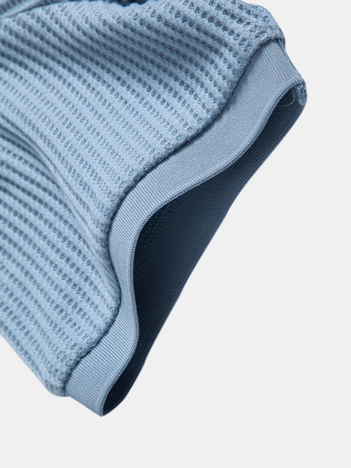 Wafel Johnny Kraag Polo Met Zak & Trekoord Gebreide Wafel Shorts
