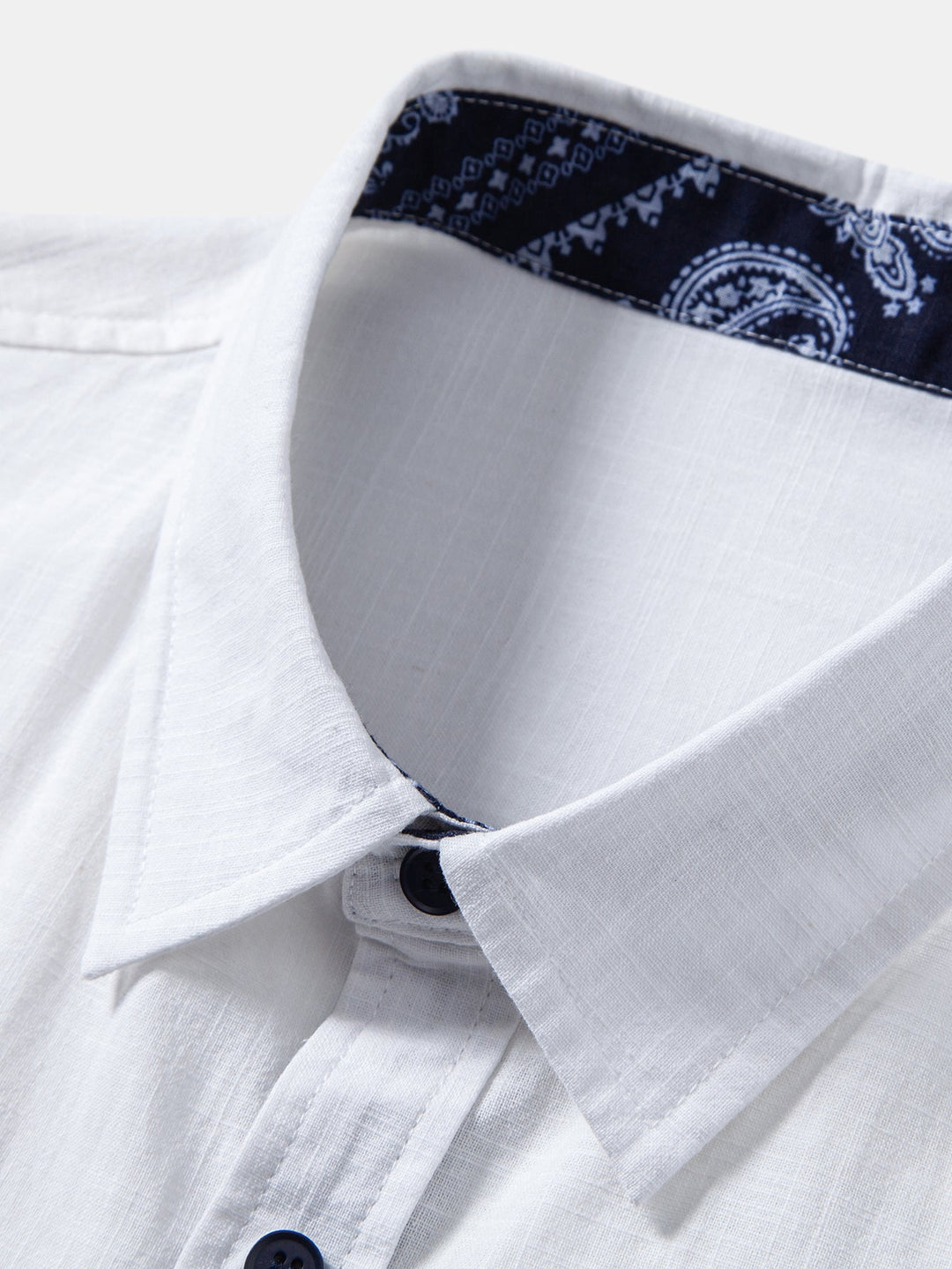 Contrast Paisley Print Linnen Look Overhemd