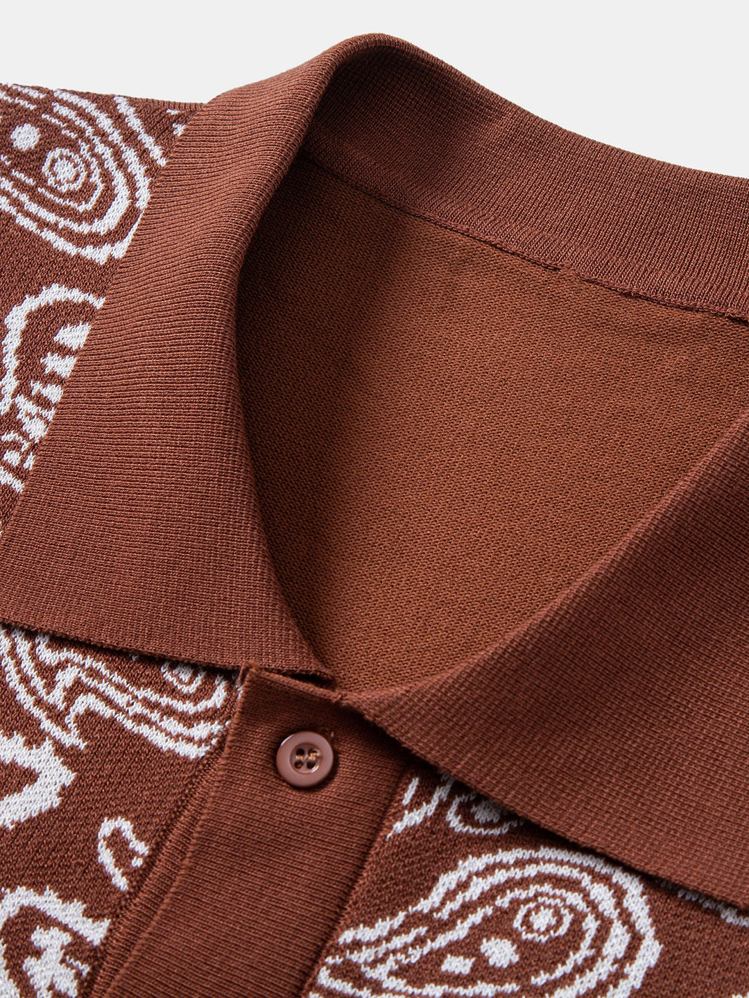 Paisley Knop Tricot Overhemd & Gebreide Shorts