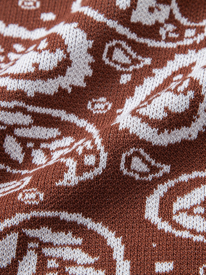 Paisley Knop Tricot Overhemd & Gebreide Shorts