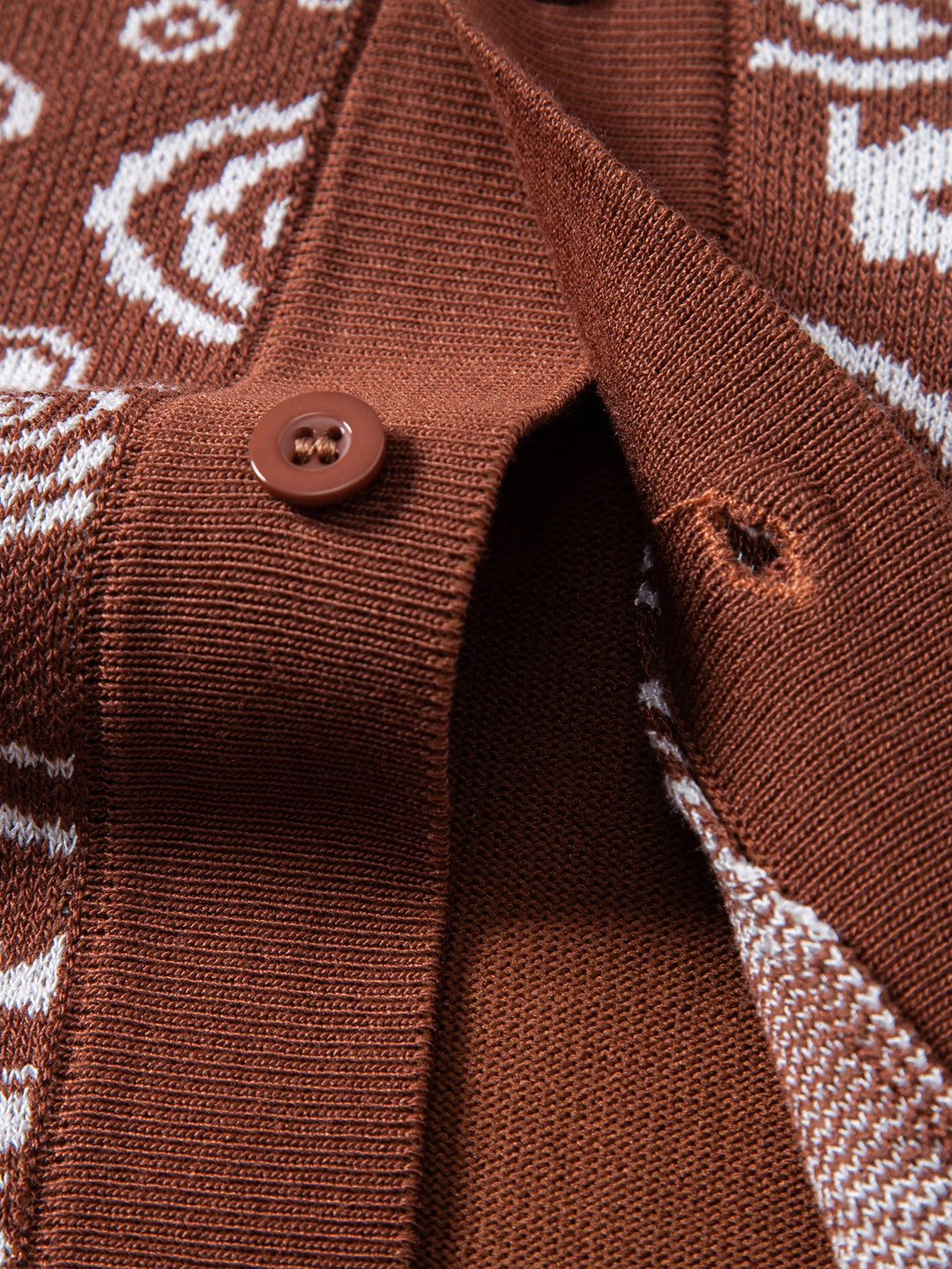 Paisley Knop Tricot Overhemd & Gebreide Shorts