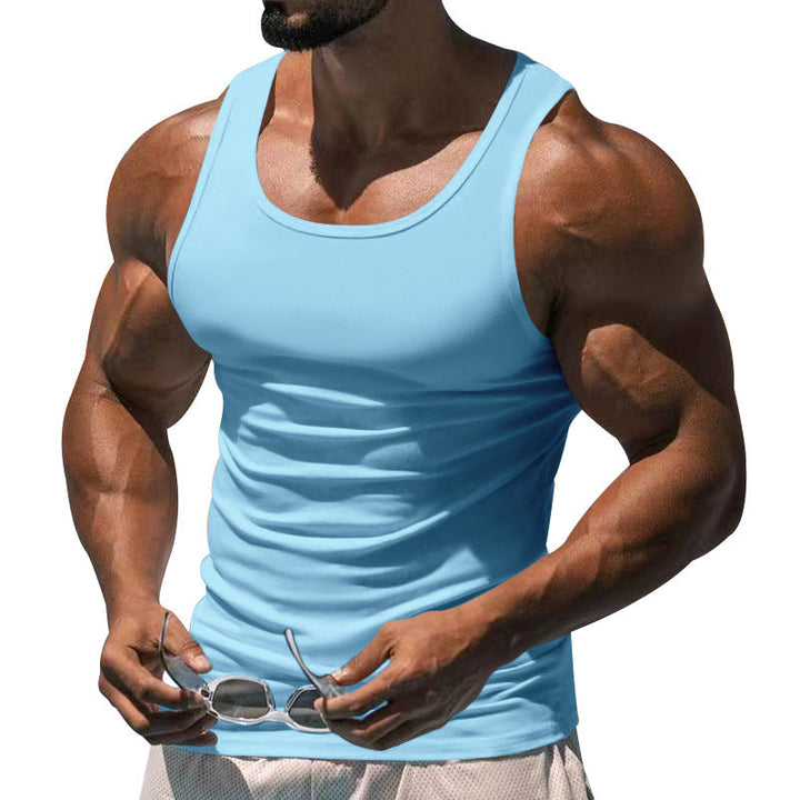Heren Casual Sporten Effen Kleur Ronde Hals Katoenmix Tanktop 10041262Y