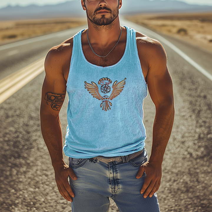 【24-uurs verzending】Heren Classic Casual Amerikaanse Retro Geborduurd Gebreid Gestreept Tanktop 72799567K