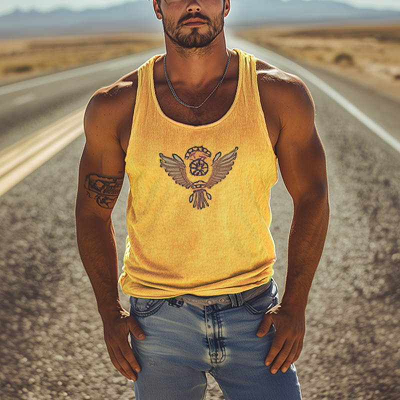 【24-uurs verzending】Heren Classic Casual Amerikaanse Retro Geborduurd Gebreid Gestreept Tanktop 72799567K