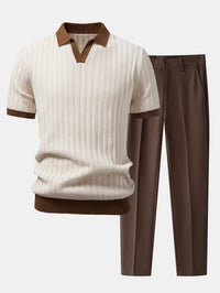 Contrast Getextureerde Johnny Kraag Polo & Slim Fit Getaperde Broek