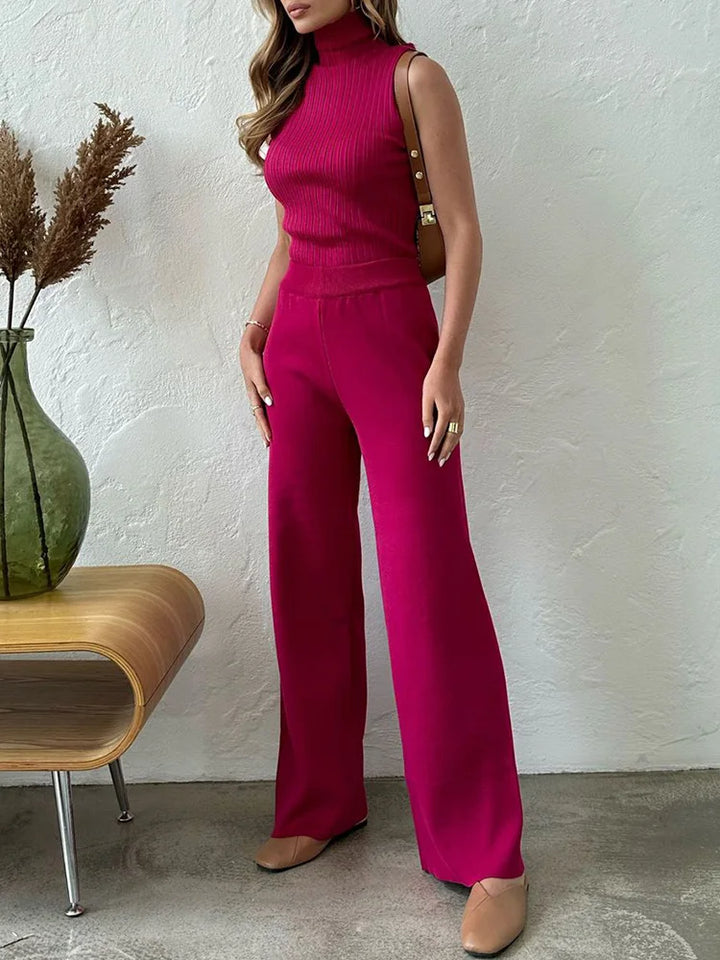 Monique™ - Dames 3-delige set Gebreide Coltrui, Broek en Vest