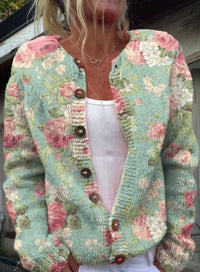 Frisse retro bloemenprint vest met knopen