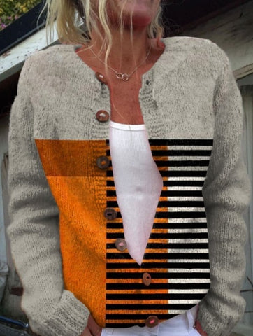 Artistry Color Block Art bedrukte cardigan met knopen