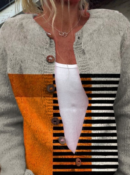 Artistry Color Block Art bedrukte cardigan met knopen