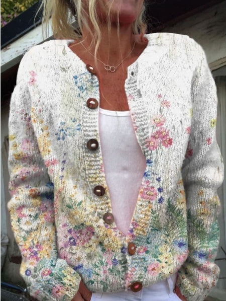 Knoopvest met herhalend patroon van Franse rozen in aquarel