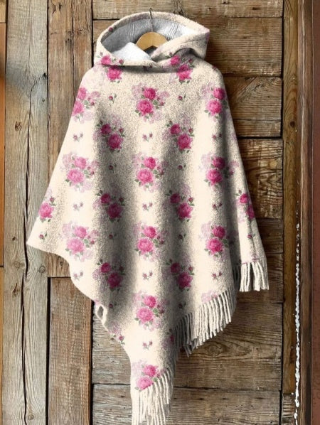 Knoopvest met herhalend patroon van Franse rozen in aquarel