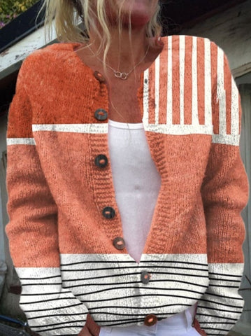 Retro abstracte kunst  Print Casual vest met knopen