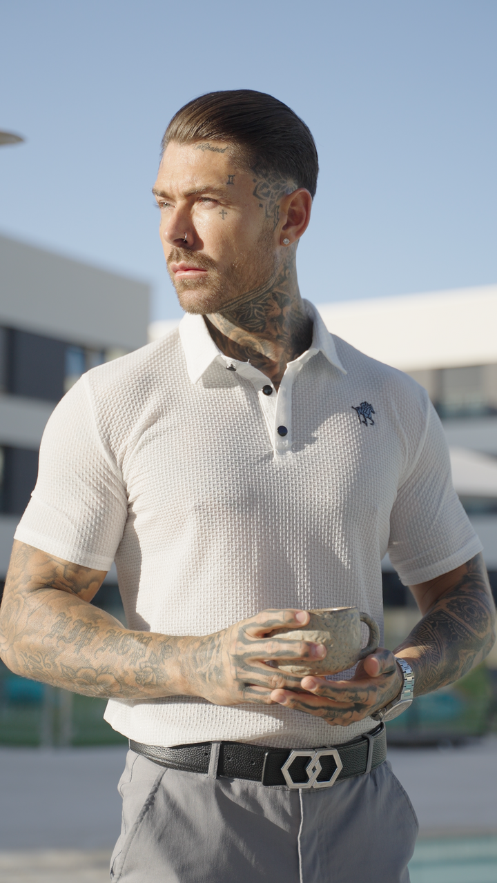 Prestigio: Kreukvrije textuur slim fit poloshirt 