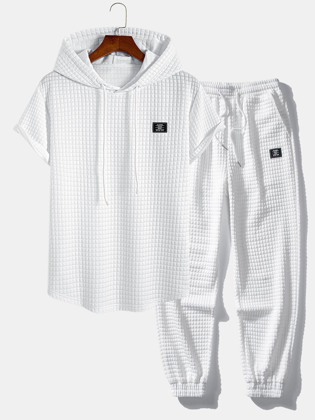 Wafel Hooded Arc Hem T-Shirt & Joggingbroek