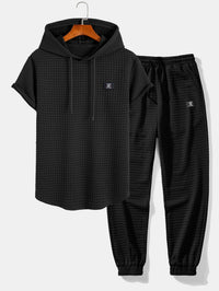 Wafel Hooded Arc Hem T-Shirt & Joggingbroek