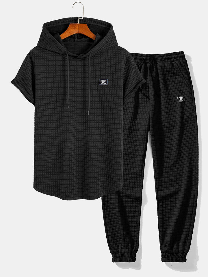 Wafel Hooded Arc Hem T-Shirt & Joggingbroek