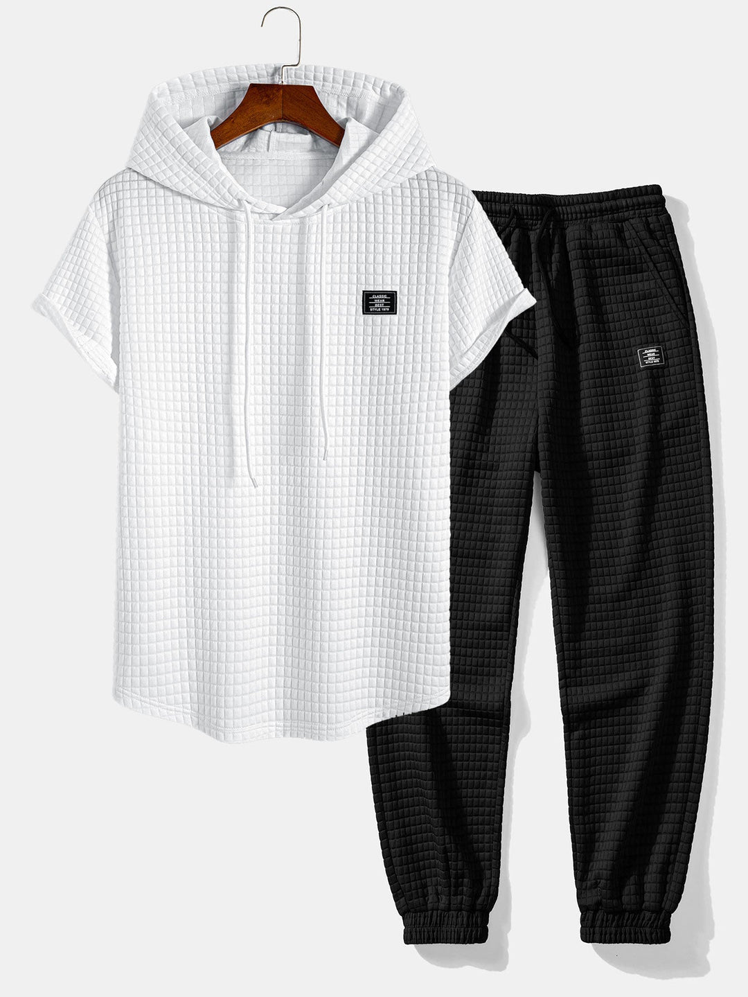 Wafel Hooded Arc Hem T-Shirt & Joggingbroek