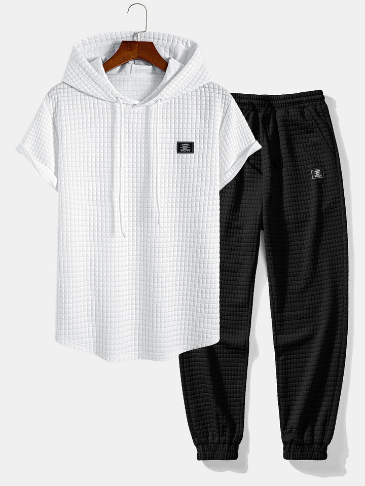Wafel Hooded Arc Hem T-Shirt & Joggingbroek