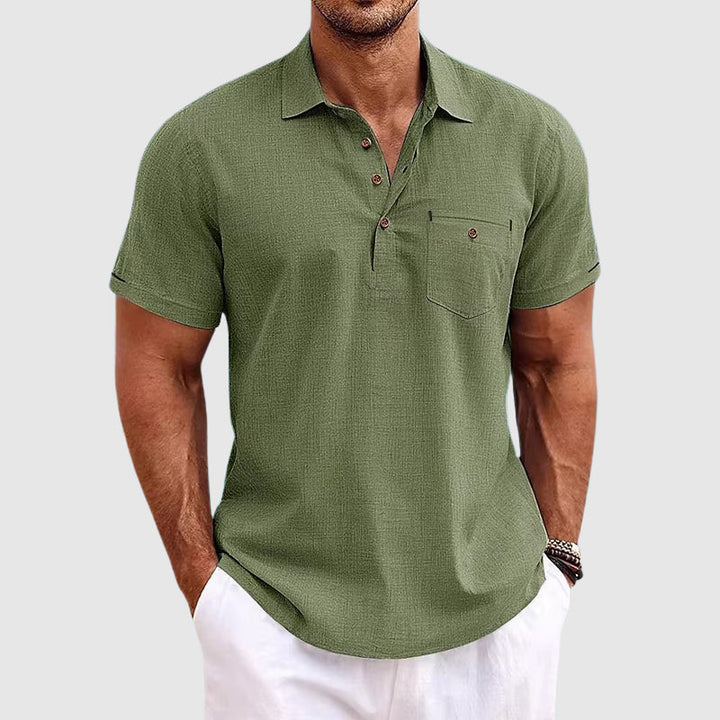 Theodoor Willow linnen poloshirt