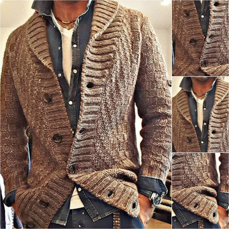 HEREN VINTAGE LAPEL BREI CARDIGAN JAS 05701756X
