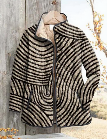 Vrouwen Vintage Handgetekende Cirkel Lijnpatroon Print Casual Gequilt Cardigan