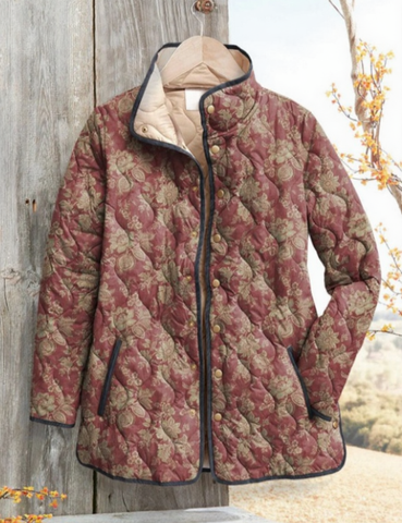 Vintage Stijl Bloemenpatroon Gedrukt Dames Casual Gequilt Cardigan